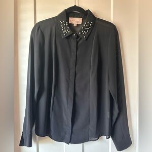 Philosophy Black Men's Shirt with Pearl Accents